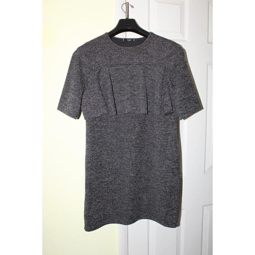 Mango Basics tweed Ruffle Mini dress Size Small Black and White Pull on